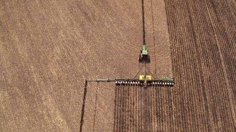 planter in field from overhead