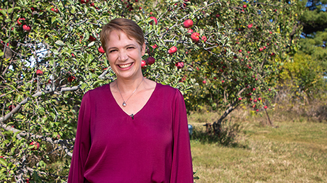 Host, Charity Nebbe at an Iowa apple orchard.