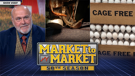 Market to Market - February 21, 2025 | Dan Hueber, a sewing machine and cage free egg cartons.