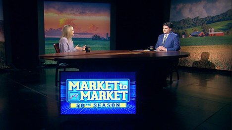 Kristi Van Ahn-Kjeseth and Paul Yeager at the Market to Market desk.