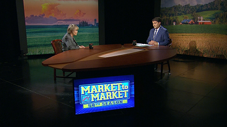 Sue Martin and Paul Yeager at the Market to Market desk.