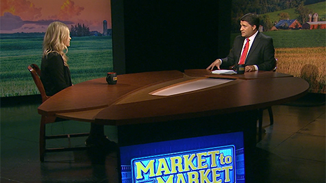 Kristi Van Ahn-Kjeseth and Paul Yeager at the Market to Market desk.