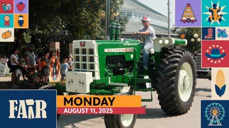 Fair 2025: Monday Highlights Show - image of a green farm tractor