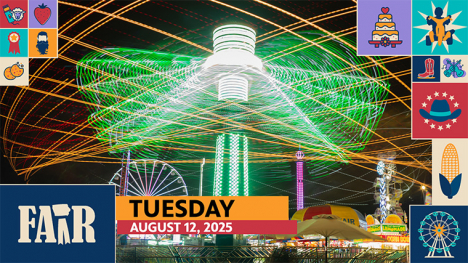 Fair 2025: Tuesday Highlights Show - image of a carnival rides at night