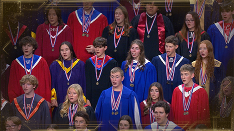 Members of the all-state choir sing.