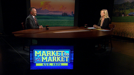 Jeff French and Brooke Kohlsdorf at the Market to Market desk.