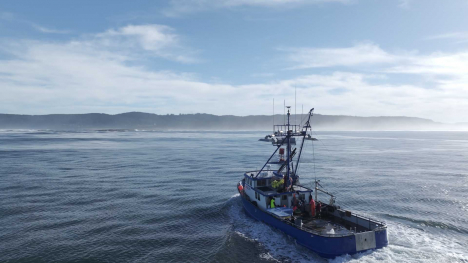The Pearl J fishing boat off the coast of Oregon.