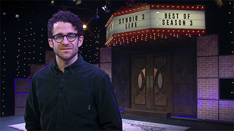 Host, Mickey Davis on the set of Studio 3 LIVE.