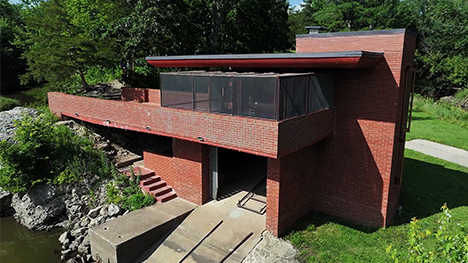 The Cedar Rock boathouse designed by Frank Lloyd Wright.