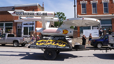 A Starship Enterprise inspired parade float, named, U.S.S. Riverside - NCC-1818.