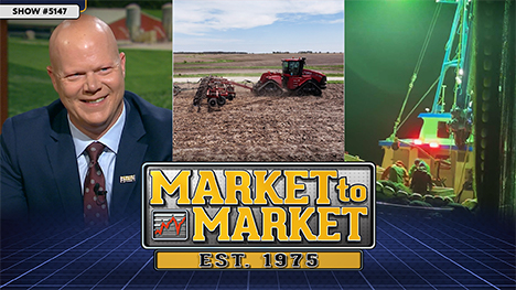 Market to Market - July 10, 2026 | Ted Seifried, farm equipment in the field and a fishing vessel at night.