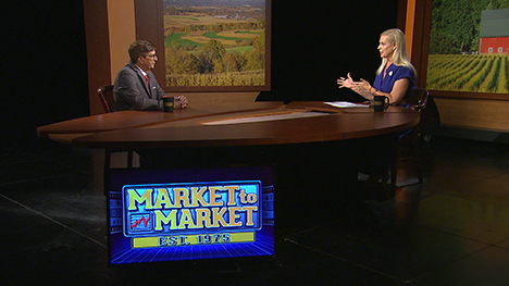 Don Roose and Brooke Kohlsdorf at the Market to Market desk.