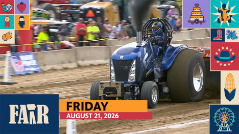 Fair 2026 – Friday, August 21: image of pulling tractor in a competition