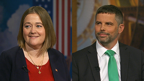Iowa Attorney General candidates Brenna Bird (R-Dexter) and Nate Willems (D-Mount Vernon).