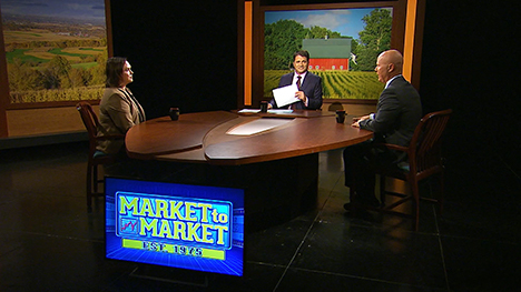 Naomi Blohm, Paul Yeager and Ted Seifried at the Market to Market desk.