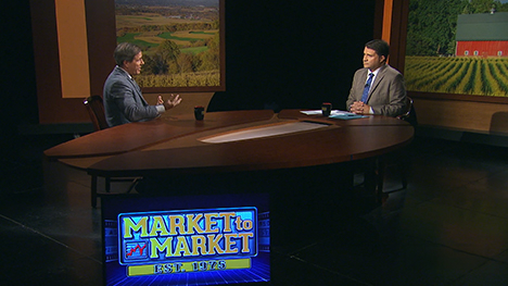 Shawn Hackett and Paul Yeager at the Market to Market desk.