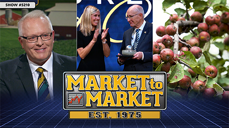 Chris Robinson, World Food Prize, Apples on a tree plus the Market to Market logo.